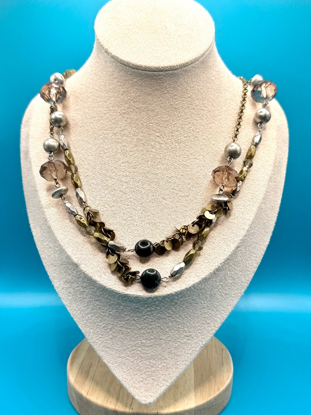 Vtg CHICO’S AB Crystals, Black Volcanic Glass, and Mixed Metals